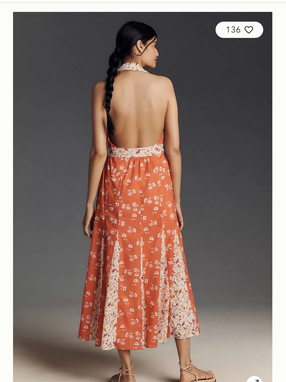 Maeve Coral One-Shoulder Floral Shirtdress with White Trim - Picture 3 of 7